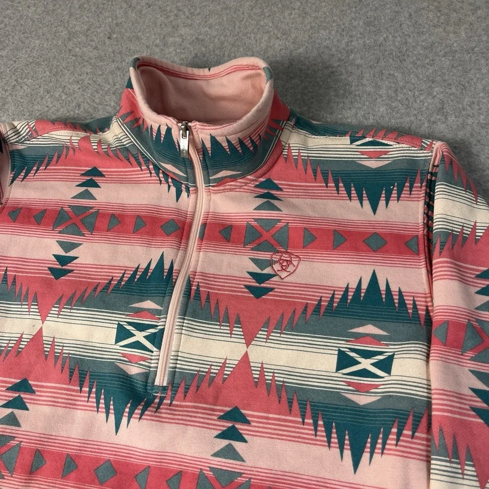 Ariat Sweatshirt Womens Medium Pink Ranger 1/2 Zip Pullover Aztec Southwestern